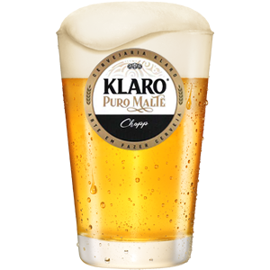 Klaro Chopp Puro Malte Cerveja com aromas que remetem a pão, cereais e herbal. Os sabores seguem os aromas e ganham notas de prazer para todos os momentos. Corpo leve e baixo amargor.